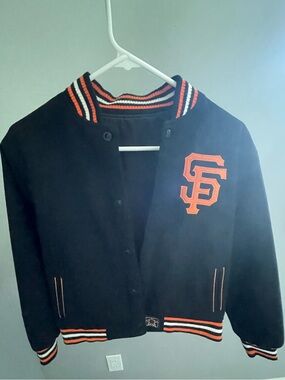 San Francisco Giants Black Wool Varsity Jacket with Orange Logo